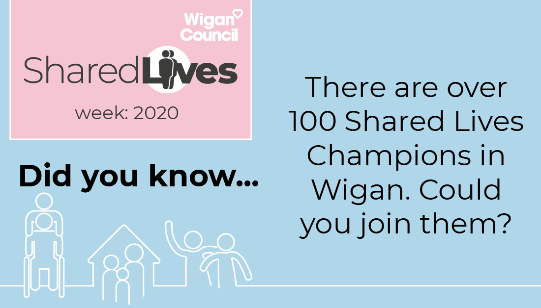 WiganCouncil's tweet photo. Could you help support a vulnerable person? We are looking for people to become Shared Lives Champions &amp; make a difference to someone's life. Find out more about what it means to be a Champion &amp; how to contact our team by visiting https://t.co/BIVSa7WGc5
#SharedLivesWeek https://t.co/hdl4oN9ygh