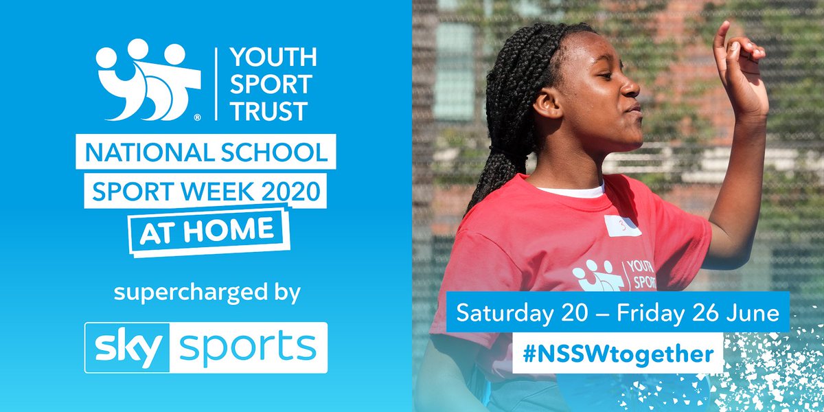 Not long to go until <a href="/YouthSportTrust/">Youth Sport Trust</a> National School Sport Week at Home! Whether you’re at home or at school, join in with this fantastic week-long celebration of sport and wellbeing. Sign up 👉 bit.ly/YSTNSSW #NSSWtogether