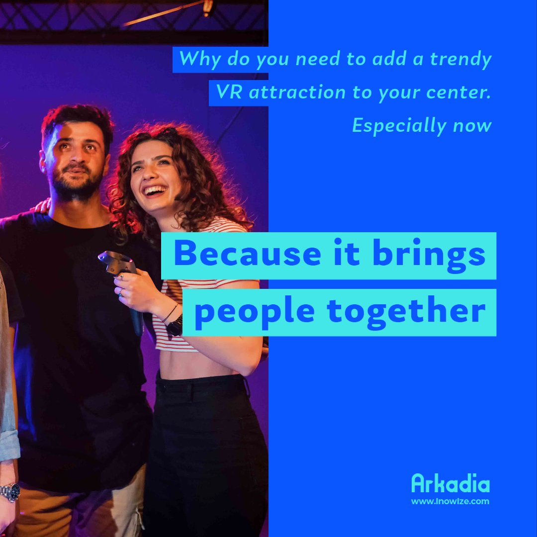 InowizeTech's tweet image. Making changes can be tough. But when you know you've taken the right decision, well... it gets better. 
Adding a VR Attraction to your center connects people through engaging experiences and of course, laughter. 
More here: hubs.ly/H0rJ4p-0
#inowize #arkadiavr