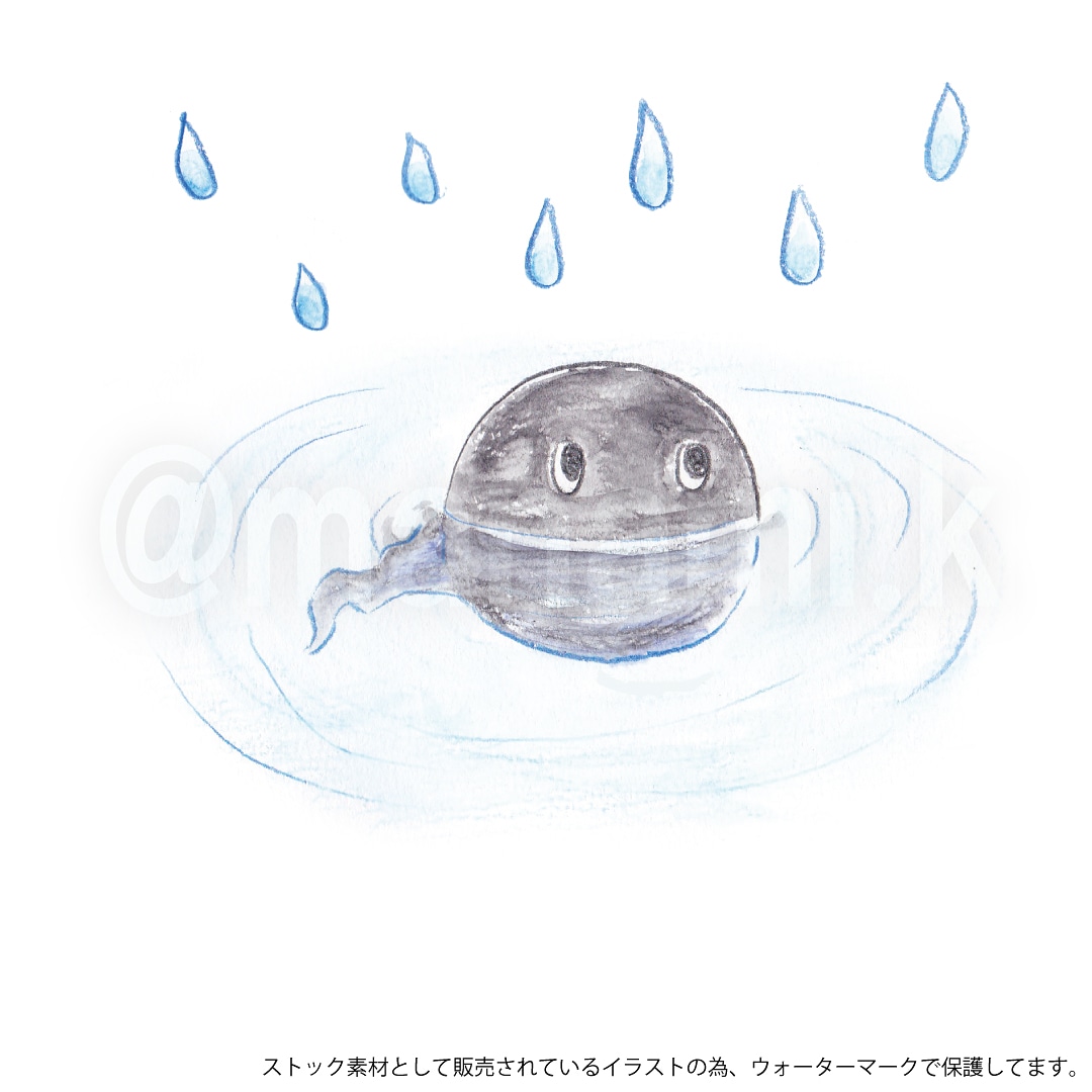 Manami K Twitterissa おたま おたまじゃくし 絵本タッチ イラスト 水彩色鉛筆 梅雨 雨 水 かわいい キッズタッチ 子供
