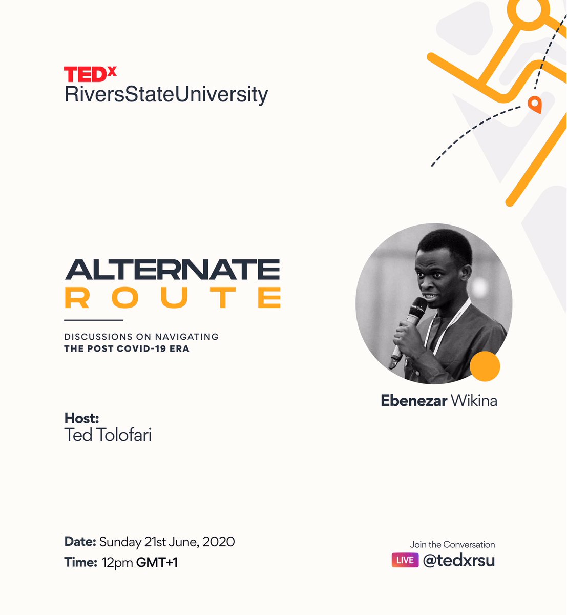 TEDxRSU's tweet photo. Only through more thoughtful conversations can we keep apprised of these inevitable times. 
Join Ebenezer Wikina, a Harvard-trained journalist and development practitioner, as he highlights covert ways to explore alternative routes. https://t.co/WqM8Izmtc0