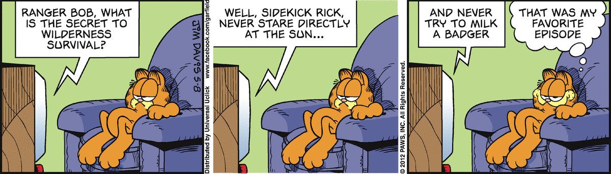 A great wilderness survival reminder from Sidekick Rick 😆
#GarfieldTheCatDay #FridayFunny #Kamloops #searchandrescue #BCSAR

(JS)