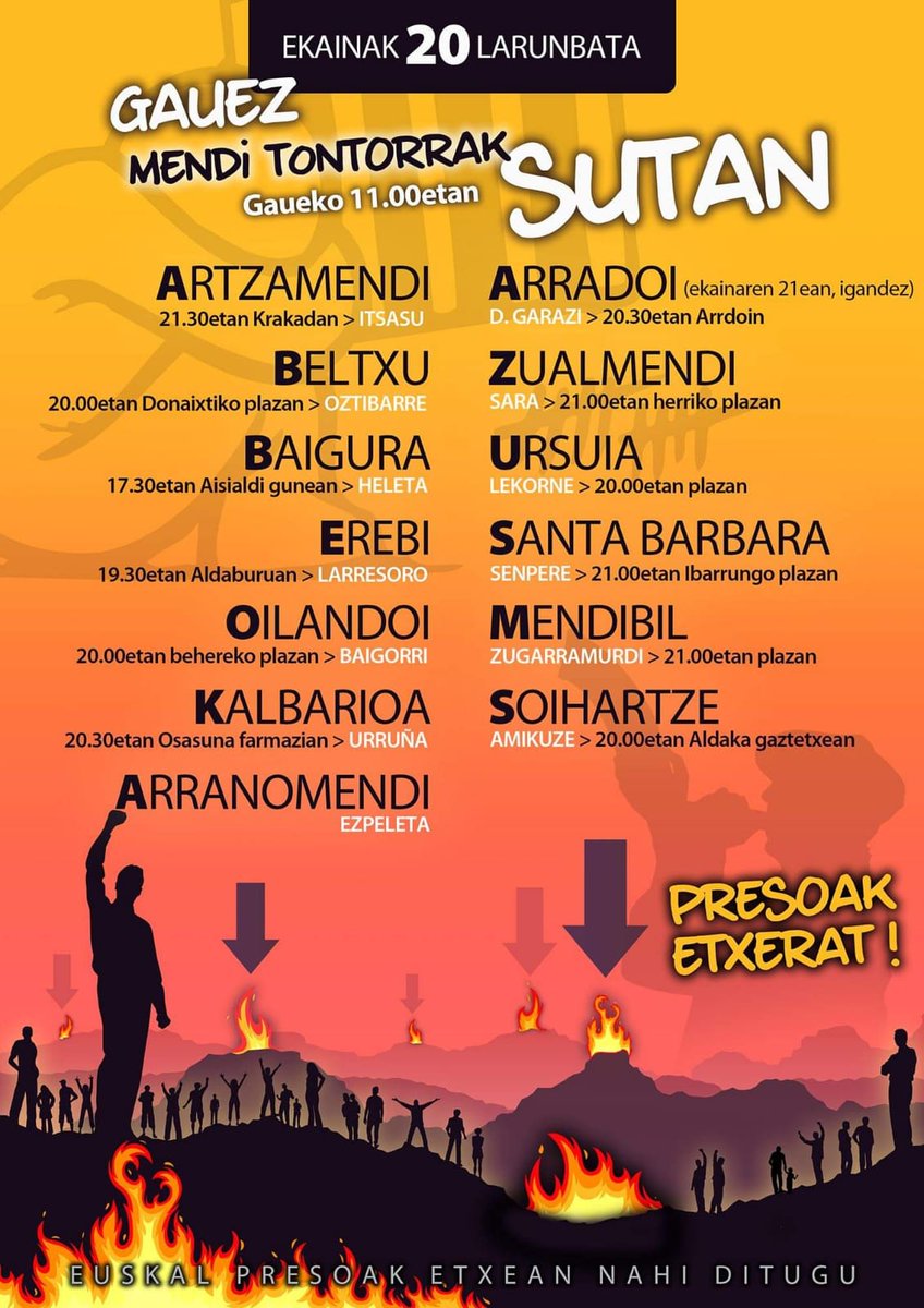 EUSKAL PRESO POLITIKOEN ALDE...

MENDI TTONTTORRAK SUTAN !! ✊🔥⛰️🔥⛰️🔥⛰️✊
