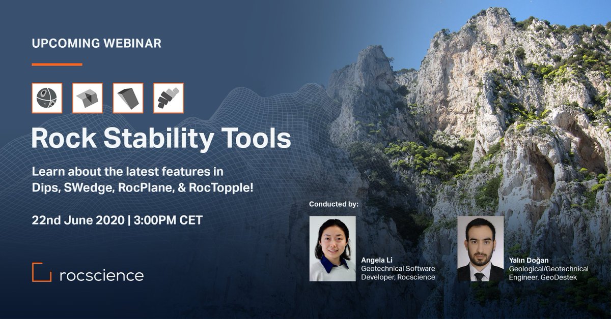Rocscience's tweet photo. Only 3 days left for our #webinar on #Rocscience’s Rock Stability Suite of Tools. Make sure you don’t miss out on it by signing up for the webinar now: https://t.co/NGYE93i2WC
.
.
#RockStability  #SlopeStability #Dips #SWedge #RocPLane #RocTopple #GeotechnicalEngineering https://t.co/L6nEEMSKzU