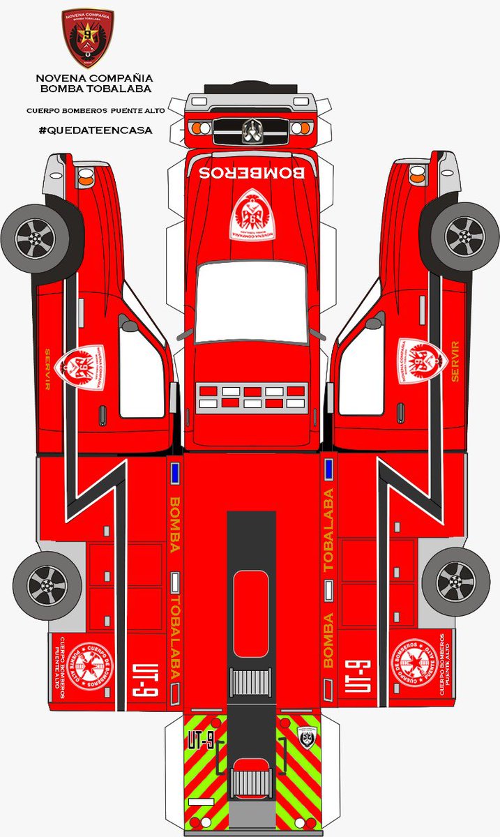 BombaTobalaba's tweet image. Ahora nuestra unidad UT9 se agrega al B9. 

Los invitamos a imprimir, armar con la ayuda de sus papas y enviarnos imágenes de como les han quedado sus Carros de Bomberos. 

#Quédateencasa, si tú te cuidas, nos cuidamos todos!!!!