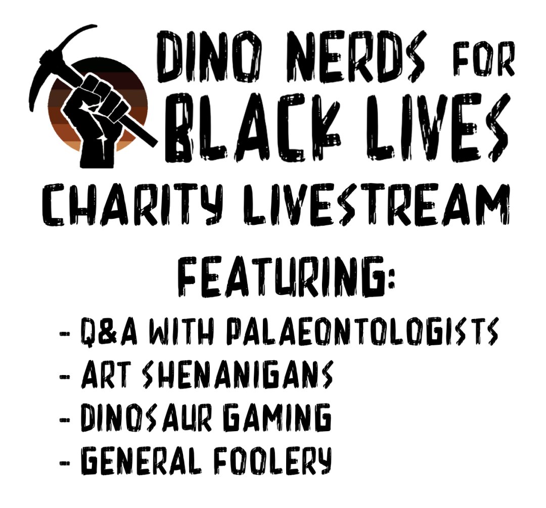 It's  #FossilFriday and  #Juneteenth  , so the perfect time for a live stream dinosaur fundraiser for  #BlackLivesMatter  , organized by  @DinoNerdsForBLM. I'll be taking part, along with many others!