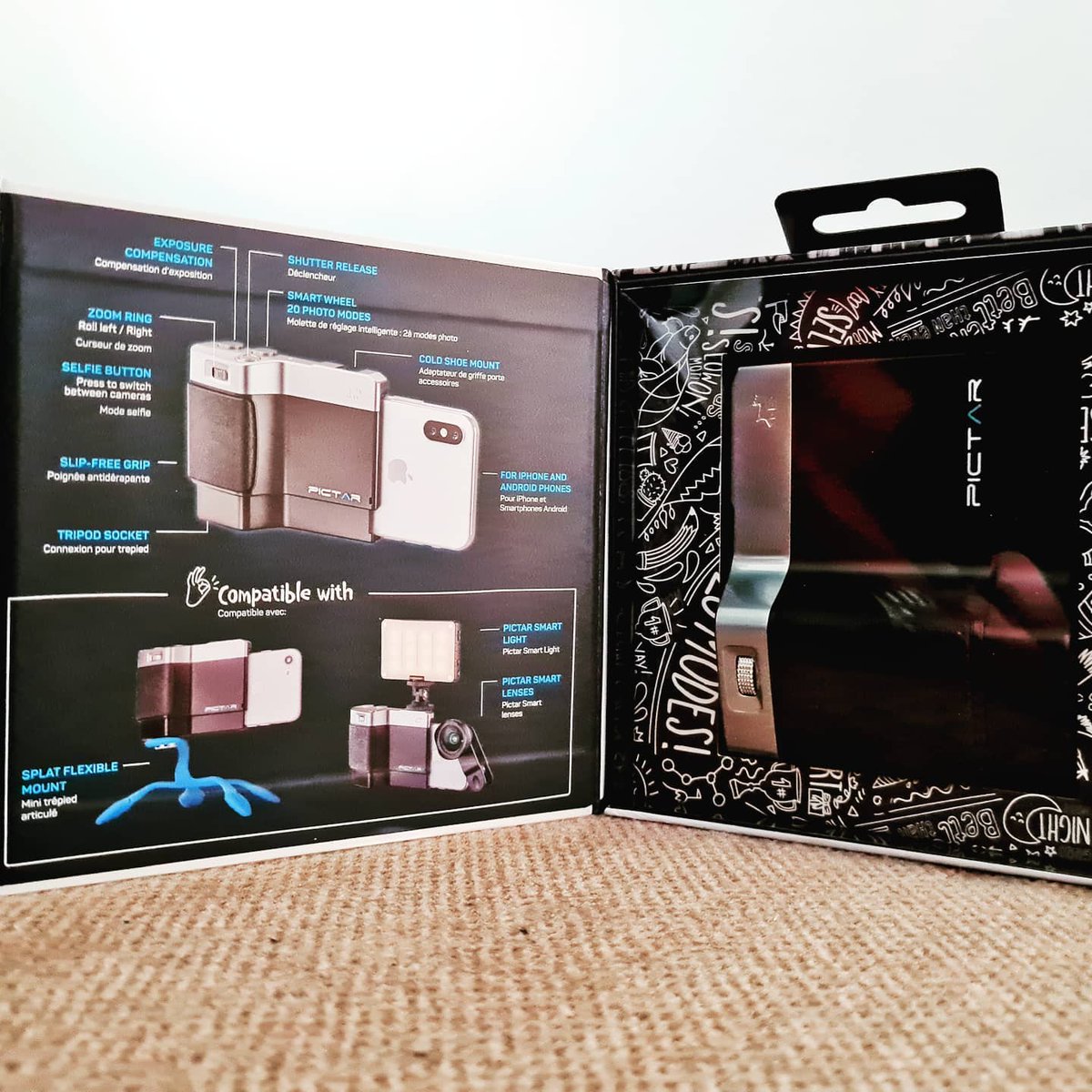 corporaltrim's tweet photo. Beautiful packaging from #Pictar @mymiggo the amazing Smart Grip will turn your #smartphone into a proper #camera set it soon from @qvcuk #photography #getagrip https://t.co/kW6O5Aar5P