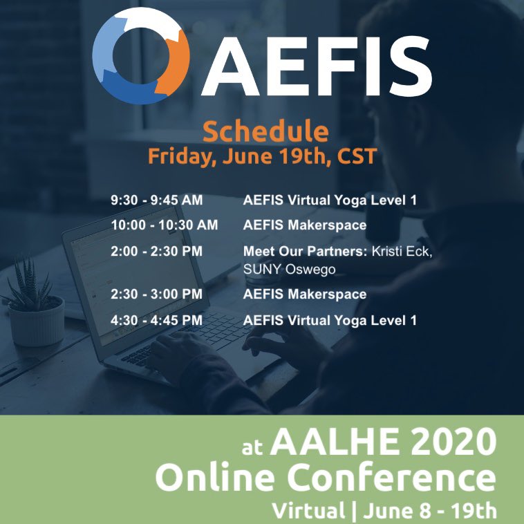 goAEFIS's tweet photo. The AEFIS Team is excited to Kick-Off the #AEFISUsersMeetingAnywhere!
Here's our schedule for the tenth and final day, June 19th, of #AUMA at #AALHEConf!
Learn more and RSVP: https://t.co/ZNEZC1YI9C
•
•
•
#AAHLE #aefisable #Assessment #Accreditation #HigherEd #EdTechs https://t.co/VGFxM1orJK