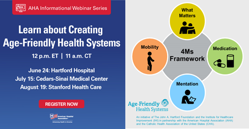 The John A. Hartford Foundation (@johnahartford) on Twitter photo Do you know the 4Ms Framework? Learn how you can become #AgeFriendlyHealthSystems by registering for the <a href="/ahahospitals/">American Hospital Association</a> Creating Value with Age-Friendly Health Systems webinar, June 24 at ow.ly/ciBe50AbPkU
<a href="/TheIHI/">Institute for Healthcare Improvement (IHI)</a> <a href="/TheCHAUSA/">CatholicHealthAssoc</a> @hartfordhosp #TheValueInitiative Do you know the 4Ms Framework? Learn how you can become #AgeFriendlyHealthSystems by registering for the <a href="/ahahospitals/">American Hospital Association</a> Creating Value with Age-Friendly Health Systems webinar, June 24 at ow.ly/ciBe50AbPkU
<a href="/TheIHI/">Institute for Healthcare Improvement (IHI)</a> <a href="/TheCHAUSA/">CatholicHealthAssoc</a> @hartfordhosp #TheValueInitiative