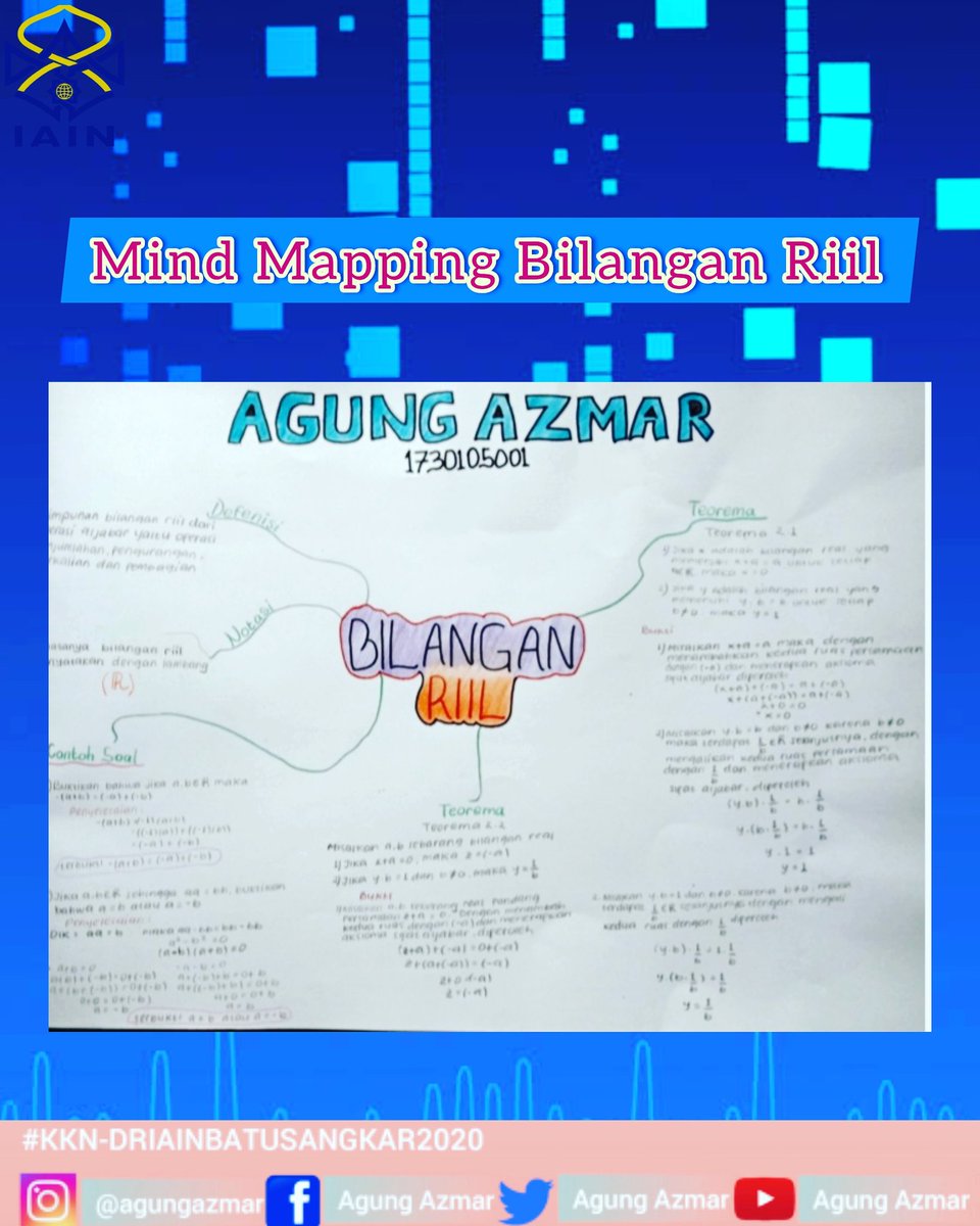 AzmarAgung's tweet photo. Assalamualaikum warahmatullahi wabarakatu
#POSTER 9
Pada poster kesembilan ini saya akan share tentang Mind Mapping Bilangan Riil.
Mohon like, coment, dan share nya yah kawan-kawan, terimakasih sebelumnya 😇🙏
#kkniainbatusangkar2020 https://t.co/rJ9uzNzPZf
