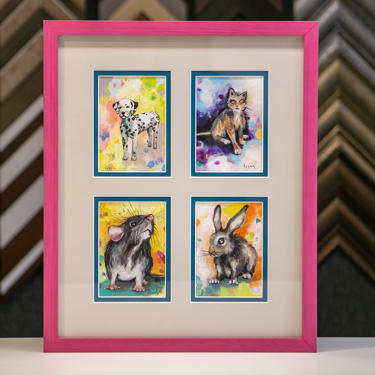 finelinesupply's tweet photo. We framed these little paintings for Dr. Sewell at Ruston Animal Clinic.  She saw them on vacation and knew they would be a perfect fit for her office.

#finelinesupply #customframing #rustonla #framed #framedart #pictureframing #pets #watercolorpainting https://t.co/U652ZaBERc