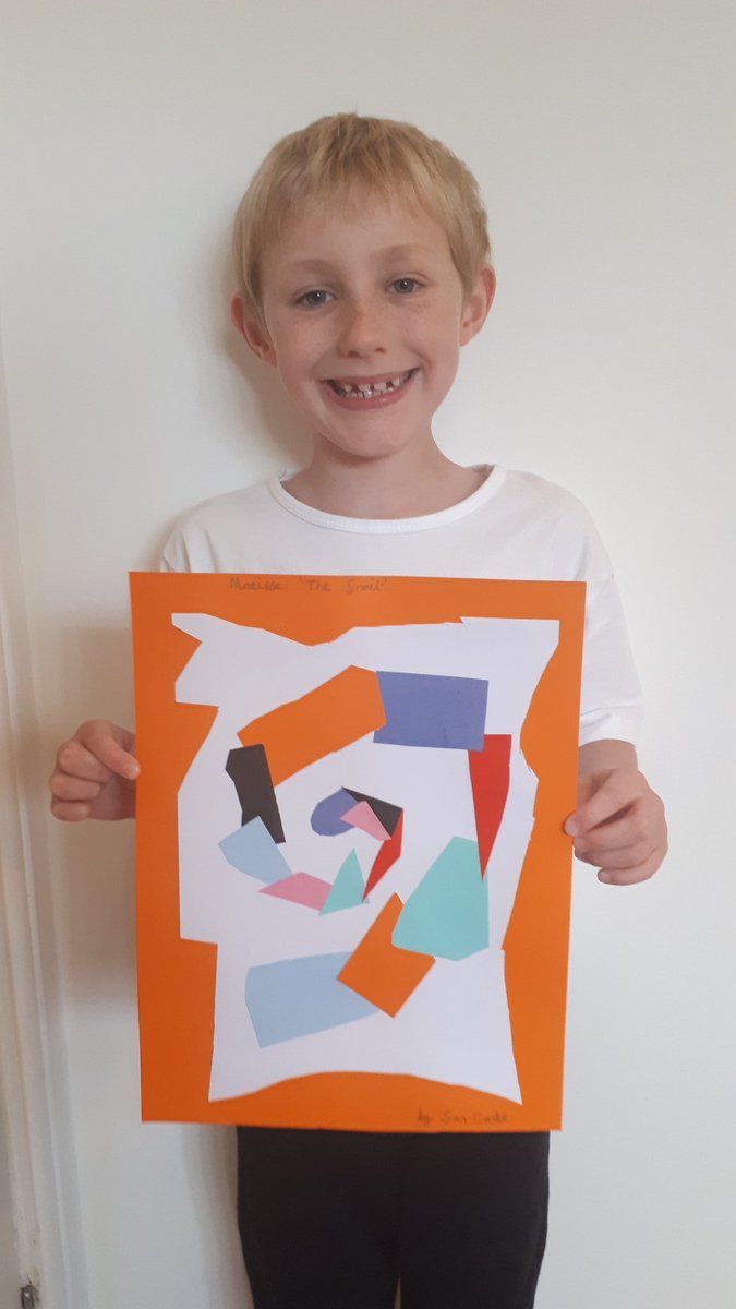SarahCo57737474's tweet photo. Hello @meerkatsclass1 Sam has had a go this afternoon at the collage by Matisse ' The Snail' 🐌 https://t.co/1DMQ6t8XfH