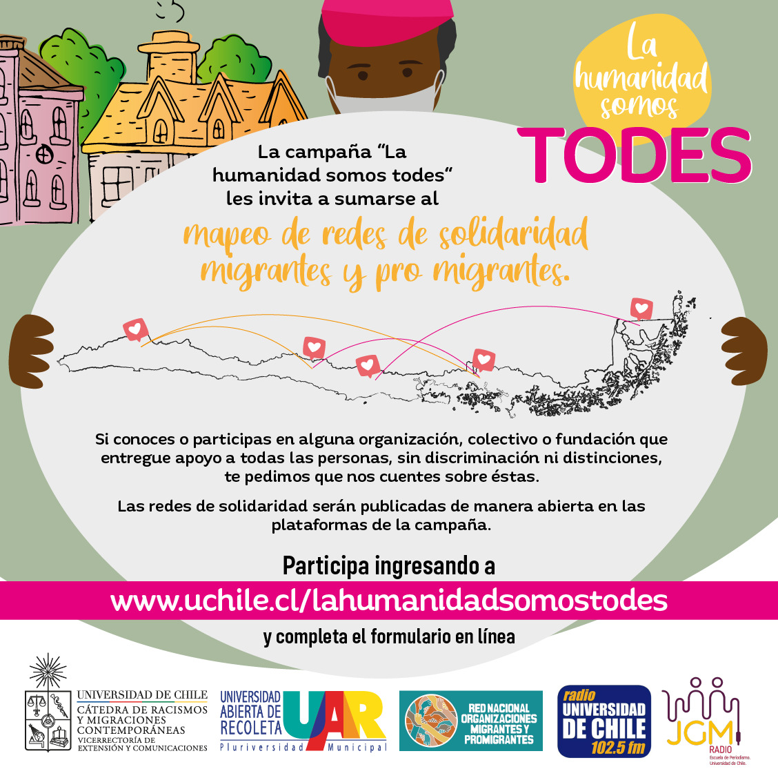 Solidaridad en tiempos de pandemia: Campaña "La humanidad somos todes" lanza iniciativa de mapeo de redes de apoyo migrante y pro migrante. Todos los detalles en: uchile.cl/u164388