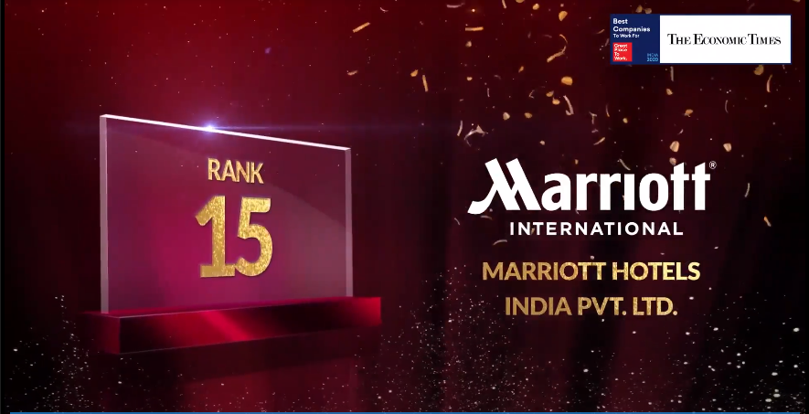 GPTW_India's tweet photo. #100BestCompanies #Top25 #Rank15 Visit https://t.co/P5mXvkC66a for live streaming. Congratulations @Marriott on creating a High-Trust, High-Performance Culture™. @EconomicTimes 
#BestWorkplaces #GPTW4ALL https://t.co/pRNFwmQQ62
