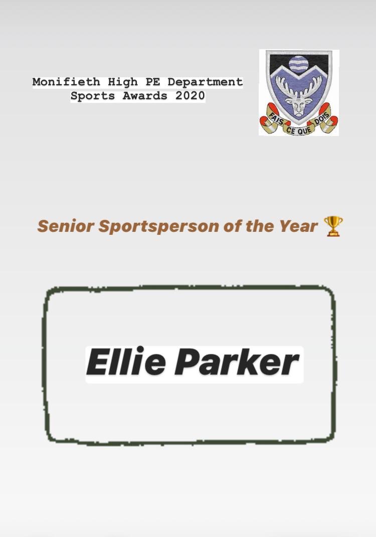 MonihighPE's tweet photo. Monifieth High School Sports Awards 2020 🔵

We are delighted to announce the winner of:

Senior Sportsperson of the Year 🏆

ELLIE PARKER 

Well Done Ellie!! 👏🏻🏆💙 https://t.co/8f3oHMobU8