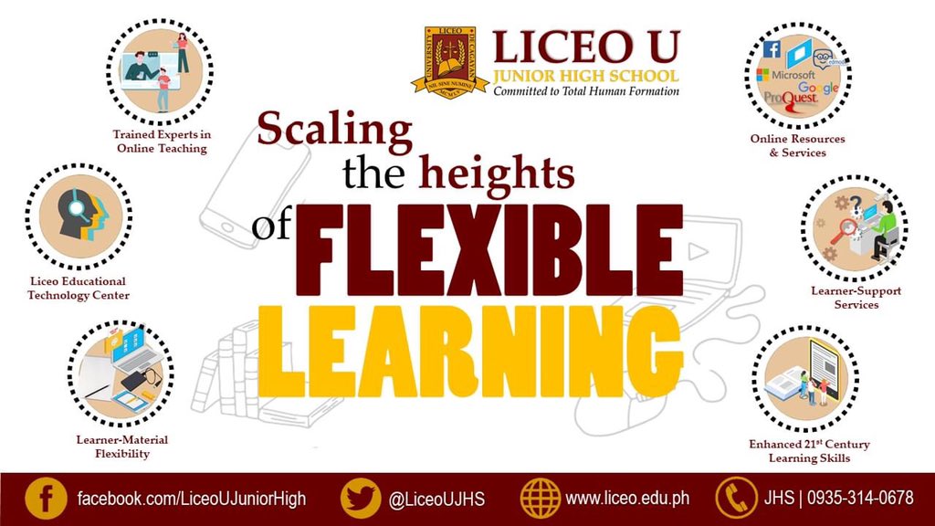 LiceoUJHS's tweet photo. Crafting the best approach to learning as we continue to follow strict health precautionary measures, Liceo U introduces Flexible Learning that is tailored to meet the needs of her students. Liceo U offers accessible and inclusive quality education for all her students. https://t.co/OHRDf2GDs7