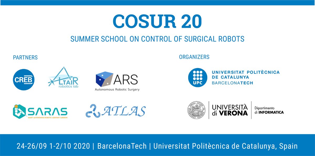 ALTAIR Robotics Lab (@labaltair) on Twitter photo Introducing #COSUR2020 partners with #CREBLab <a href="/arsproject_erc/">ARS Project</a> <a href="/SarasH2020/">SARAS_H2020</a> <a href="/AtlasItn/">ATLAS-ITN</a> <a href="/cras_eu/">cras_eu</a> and organizers <a href="/la_UPC/">Universitat Politècnica de Catalunya (UPC)</a> <a href="/UniVerona/">Università di Verona</a>
Draft programme and info 👉metropolis.scienze.univr.it/cosur-2020/
#summerschool #robotics #COSUR2020 #CRAS2020 #surgicalrobots #autonomousrobots
<a href="/eu_Robotics/">euRobotics</a> Introducing #COSUR2020 partners with #CREBLab <a href="/arsproject_erc/">ARS Project</a> <a href="/SarasH2020/">SARAS_H2020</a> <a href="/AtlasItn/">ATLAS-ITN</a> <a href="/cras_eu/">cras_eu</a> and organizers <a href="/la_UPC/">Universitat Politècnica de Catalunya (UPC)</a> <a href="/UniVerona/">Università di Verona</a>
Draft programme and info 👉metropolis.scienze.univr.it/cosur-2020/
#summerschool #robotics #COSUR2020 #CRAS2020 #surgicalrobots #autonomousrobots
<a href="/eu_Robotics/">euRobotics</a>