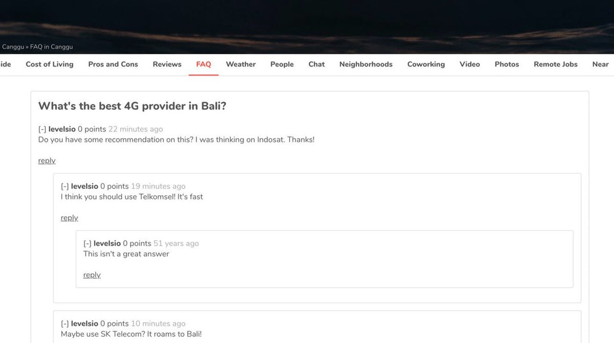 I then built a FAQ/forum tab on the city page and a textbox and textarea to ask a question