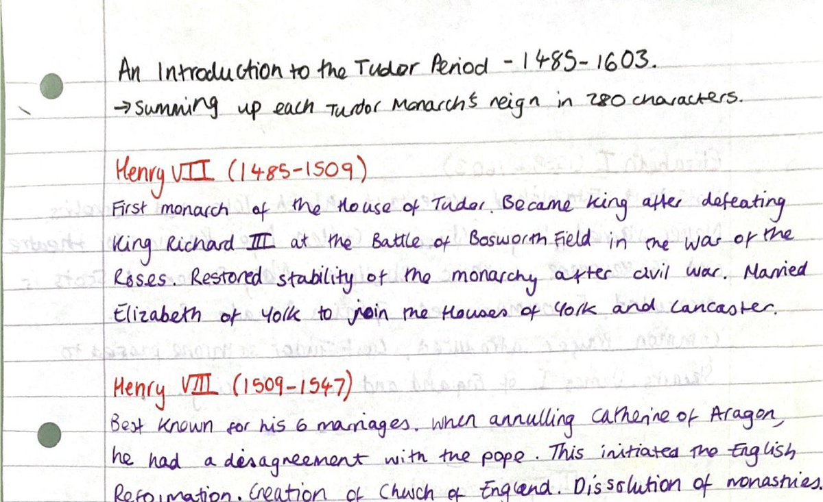 History_HLC's tweet photo. Summing up each #Tudor monarch in a #tweet. #Year11toSixthForm #bridgingcourse Looking forward to #Alevel #edutwitter #History https://t.co/BkIrokHQFw