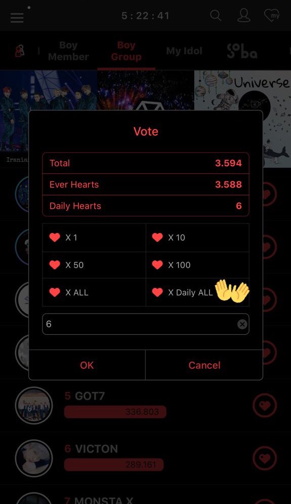 cara voting pake daily hearts (on pic) *karena voting soba belum dibuka, bisa donate daily hearts perharinya ke polling boy group