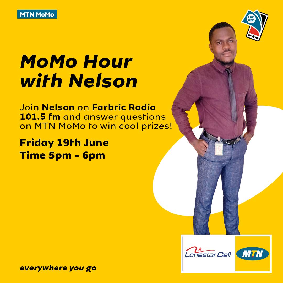 MTNlonestar's tweet photo. Join Nelson Kolleh (@nelsonkolleh) every Friday at 4pm on Fabric radio for the MTN MoMo Hour radio show. It’s an hour of good music, giveaways and more. Don’t hear the gees be in the fries! #LockdownTakeover #Radio #GoodTogether #MoMoHour #Liberia https://t.co/JlE9sH6K7F