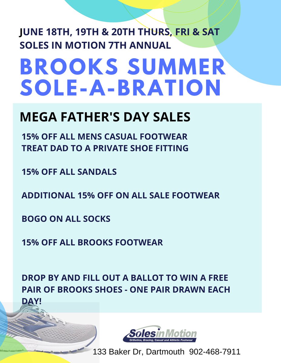 SolesInMotion_'s tweet photo. Father's Day Mega Sales and Brooks Footwear 7th annual Summer Sole-A-Bration. https://t.co/sOQRzIWbjk