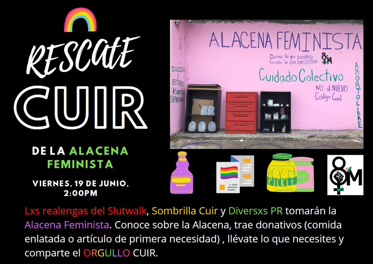 LaSombrillaCuir's tweet photo. Hoy!💜🌈

#RescateCuir 👊🏿⚡️🌈
#DonaLoQuePuedasLlévateLoQueNecesites
#CuidadoColectivo 💜
#ConstruyendoOtrosMundos ✊🏿🐌 https://t.co/n8iwsYogjg