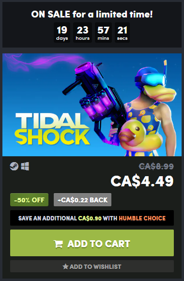 tidalshock_game's tweet photo. Tidal Shock is now on #Humble https://t.co/sdLBXetf9X You can nab it on sale for a limited time! :) #pcgames #blasters #fun https://t.co/WYtCpaUmaz