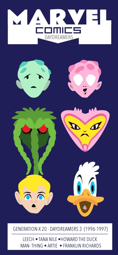 Day 42 of my X-men line up chronology quarantine personal project. From the pages of Generation-x here they come The Daydreammers! DM for commissions inquires #Generationx  #xmen #marvelcomics #howardtheduck