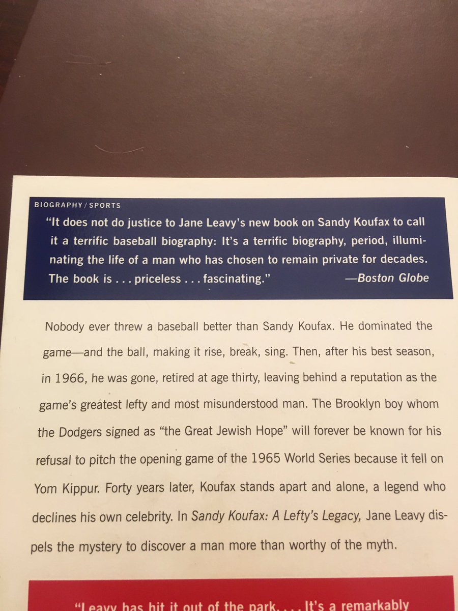 Suggestion for June 19 ... Sandy Koufax: A Lefty’s Legacy (2002) by Jane Leavy.