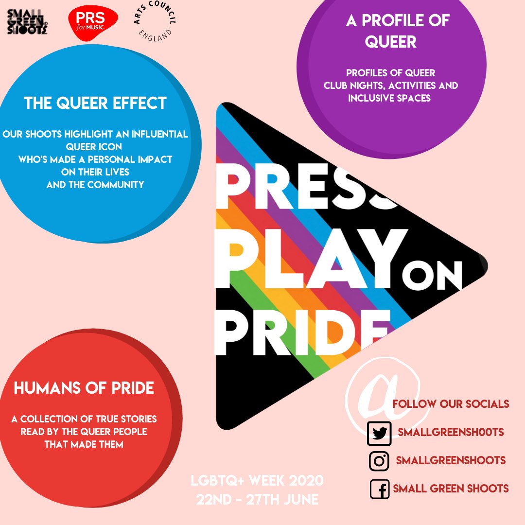 smallgreensh00t's tweet photo. In celebration of Pride Month 2020, Small Green Shoots presents ‘Press Play on Pride’ – a curated week-long online programme.
Stay tuned for more announcements!
#PressPlayforPride #LGBTWeek2020 #LGBTQWeek #Pride #PrideMonth #PrideUK #translivesmatter #QueerPride https://t.co/RpJDWJUHTX