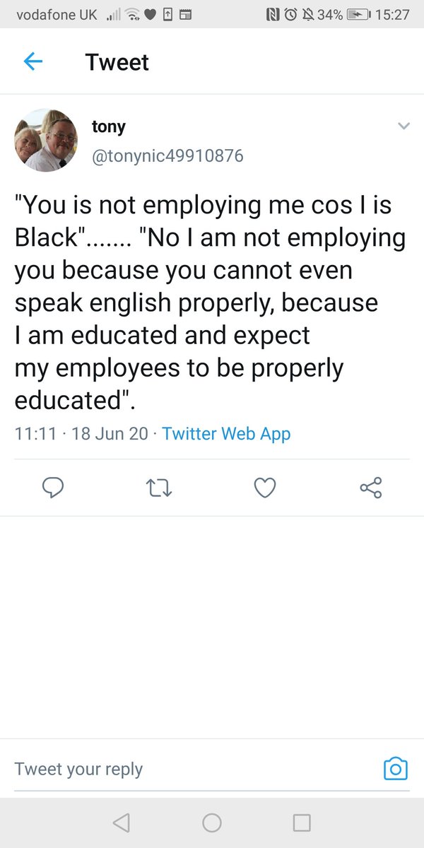 Everyday Racists *16. Our second Tony, but I'm not anti-Tony and some of my best friends are Tonies. This Tony invents a quote by a black person, and then justifies his racism on the basis of that invented quote. I'd say 'you couldn't make it up' but.....well, he did!