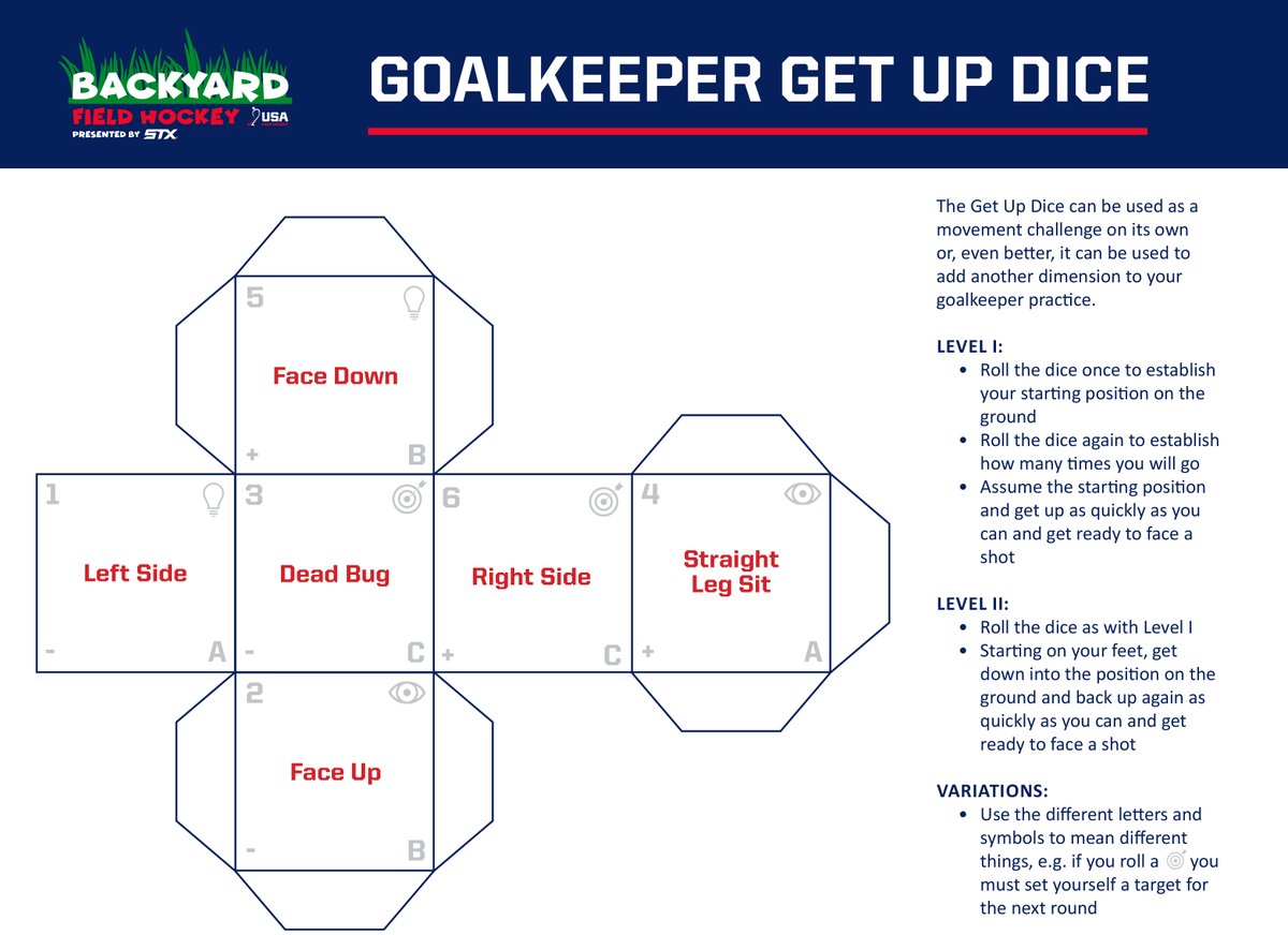 USAFieldHockey's tweet photo. Variety is the spice of life. 🏑
An additional expansion pack has been added to Backyard Field Hockey, presented by @STXFH - Goalkeeping Get Up and Goal Scoring Dice.
➡️ https://t.co/79PRy3dZYK
#BackyardFH | #GrowTheGame https://t.co/C7QgWkxQI5