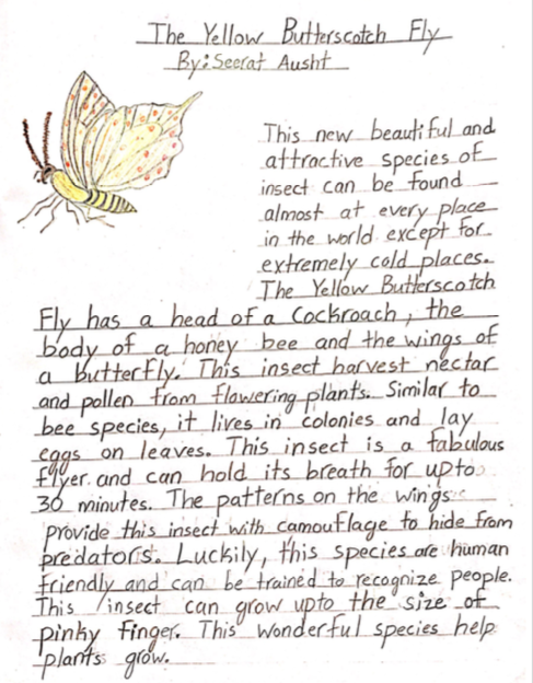 VVGrade2SP's tweet photo. Using their creative writing skills combined with their knowledge of insects, students invented their own species of insect! They discussed their physical appearance, habitat, and behaviors! Check out some of these interesting insects! #EntomologyExperts https://t.co/gEY43KWOeU