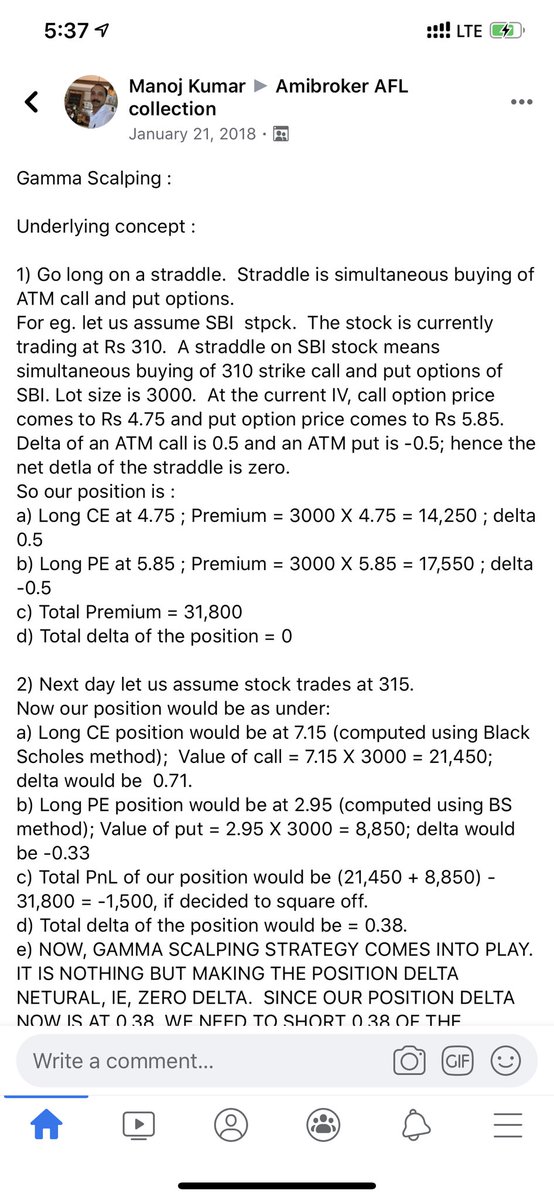 scorpiomanojFRM's tweet photo. #Straddle #Gammascalping #Learning Success In option writing can be achieved only by adjustments based on the market developments. The same goes with straddle strategy as well. A method called gamma scalping helps to minimize potential loss in straddles. https://t.co/qgSmgd8RWM