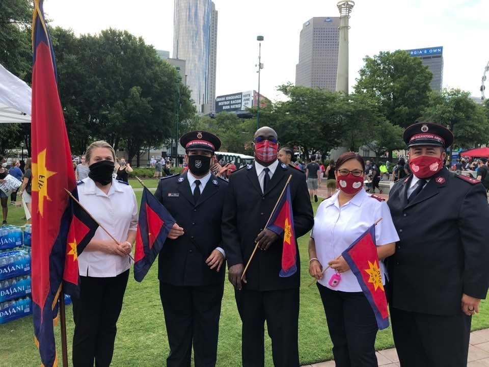 SalvationArmyA's tweet photo. Today, The Salvation Army of Metro Atlanta local Corps and teams are participating in OneRace Movement’s March on Atlanta. Join us today as we #prayandprotest together with our brothers &amp; sisters across different races &amp; cultures.

#130YearsOfImpact #MarchOnAtlanta #RacialJustice https://t.co/lBbnlGApUN