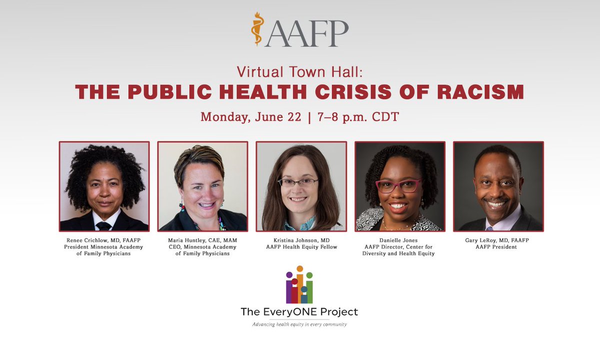 KansasAFP's tweet photo. Do you have questions for our upcoming special Town Hall discussion, ‘The Public Health Crisis of Racism”? Reply here or submit them at https://t.co/dMsZUIUHNu. We will be answering your questions live on Monday at 7PM CT. #everyoneproject https://t.co/xKst46CNgG