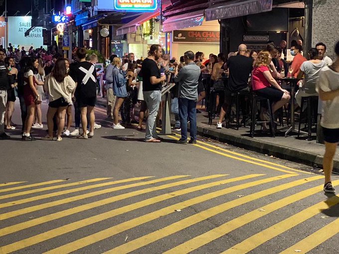 allsgstuff's tweet photo. No mask, no social distancing, no chance against Covid.

#Singapore #HollandVillage #Phase2 #WearMask #SocialDistancing #Cluster #DunBeCB https://t.co/N7n36Krcll