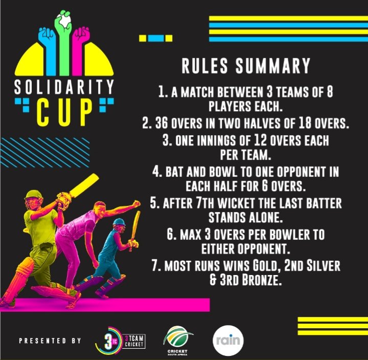 Want to know more about <a href="/3TCricket/">3TCricket</a> ?? 

See below the rules summary #CricketIsBack #SolidarityCup #3Teams #Gold #Bronze #Silver