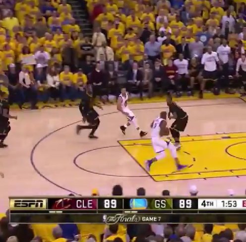 DragonflyJonez's tweet image. Where Bron was when Iguodala picked up his dribble on The Block. Greatest defensive play in NBA history.