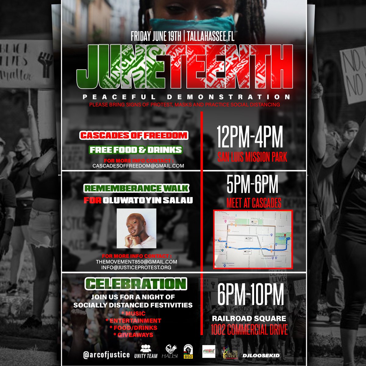 Djloosekid's tweet photo. Today let’s celebrate #Tallahasse #Juneteenth #Driveforjustice @arcofjusticeusa https://t.co/1qMcmI3Gep