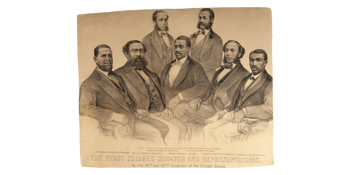 Reconstruction, the years following the Civil War, marked a period of hope and opportunity for many African Americans, including and in addition to the amendments. Eight black men served together in the U.S. Congress in 1875, a number that wouldn’t be matched until 1969.