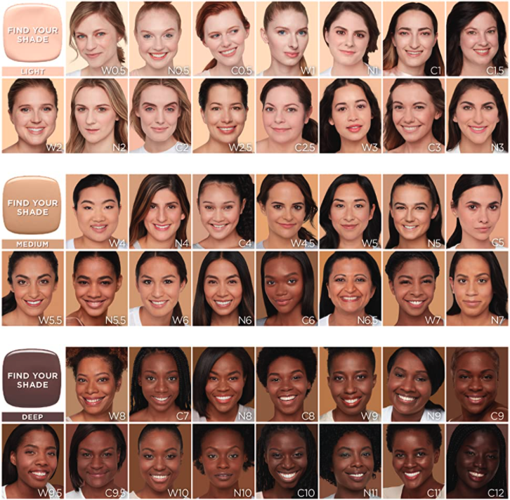 堂本かおる ここは黒人用のブランドなので色数が限定されています 全人種を対象にしたブランドは今 40色前後を揃えています 写真はロレアルです