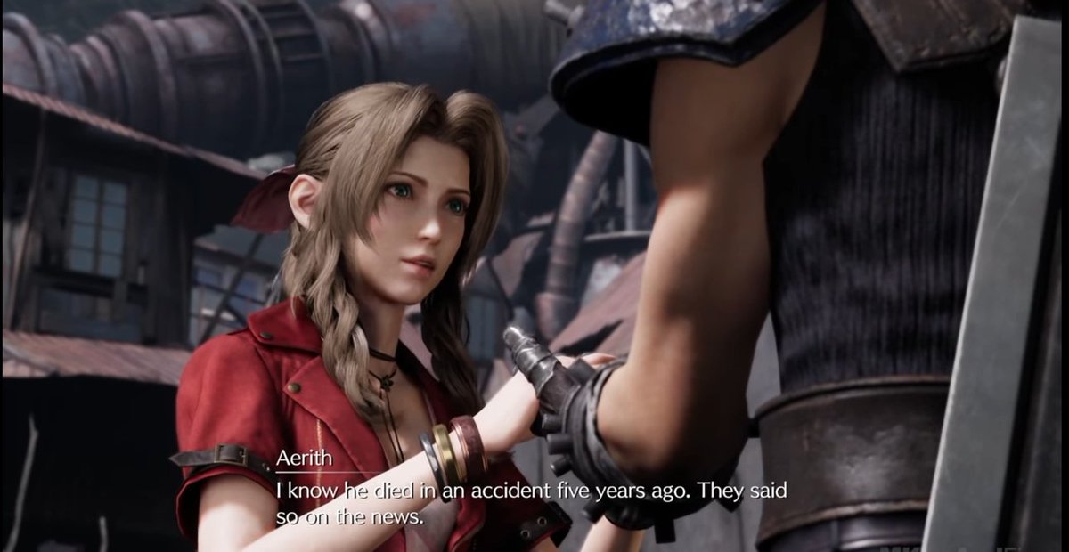 Cloud lets Aerith hold his hand for a very long time to calm him down, also this is the first time he opens up about Sephiroth to anyone.He literally opened up to a girl he just met, Aerith is cracking Cloud open and melt his icy exterior, She is the one Cloud.   #Clerith
