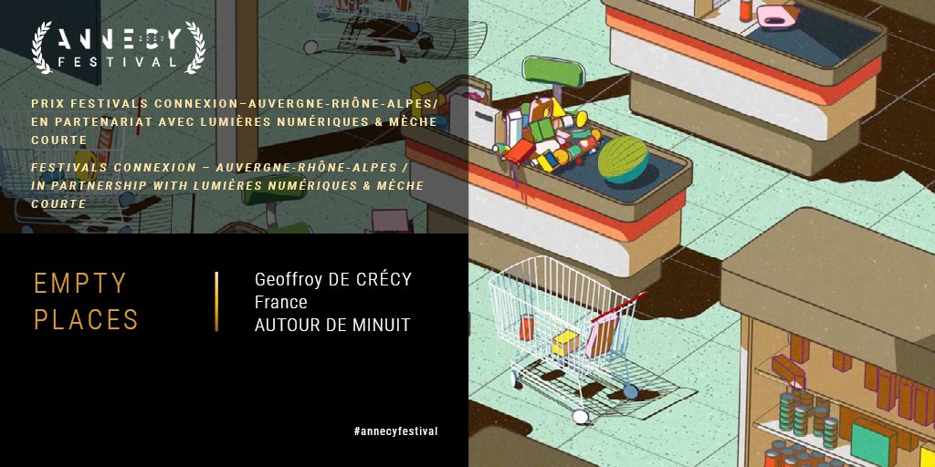 #PrixSpéciaux 🏆 #SpecialPrizes 
👏 Félicitations – Congratulations:
⭐ "Empty Places" - Geoffroy de Crécy
📽️ Réaction à découvrir en vidéo / Discover their reaction in the video 👉 bit.ly/37TFjyx
#annecyfestival
<a href="/autourdeminuit/">Autour de Minuit</a> <a href="/auvergnerhalpes/">Auvergne-Rhône-Alpes</a> <a href="/Lum_Numeriques/">Lumières Numériques</a>