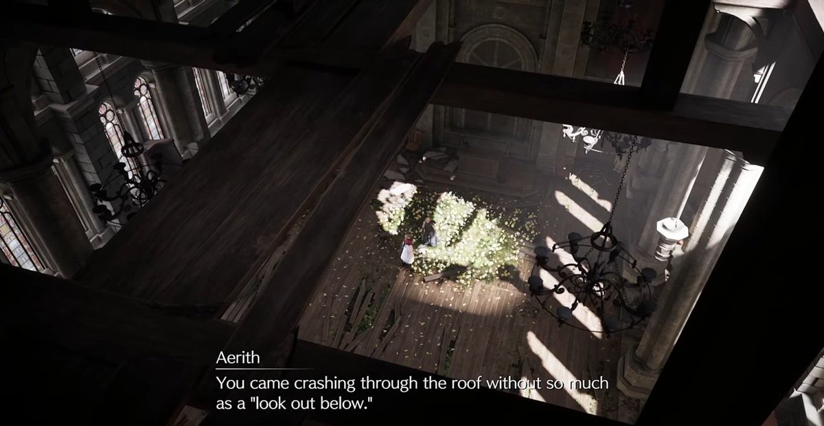 They seperate for a while and then reunited again in this Iconic scene.Cloud falling through Aerith's church and landing on the flower bed full of lovers reunion flowers.Fate   #Clerith