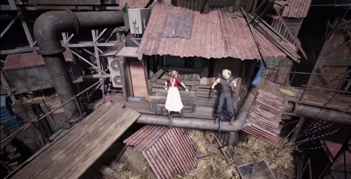 The whole entirety of the Rooftop Scene is pure Clerith dynamic and chemistry. Cloud is so curious about her, while Aerith is just being playful and coy to him, their dialogues and banters are the best.   #Clerith