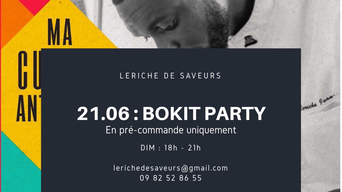 Ce dimanche 21 : BOKIT PARTY à #Toulouse 🔥 Uniquement sur pré-commande. Commandes à retirer au restaurant Leriche de saveurs de 18h à 21h. Infos menu : instagram.com/p/CBk3Sipo4ey/… #Guadeloupe