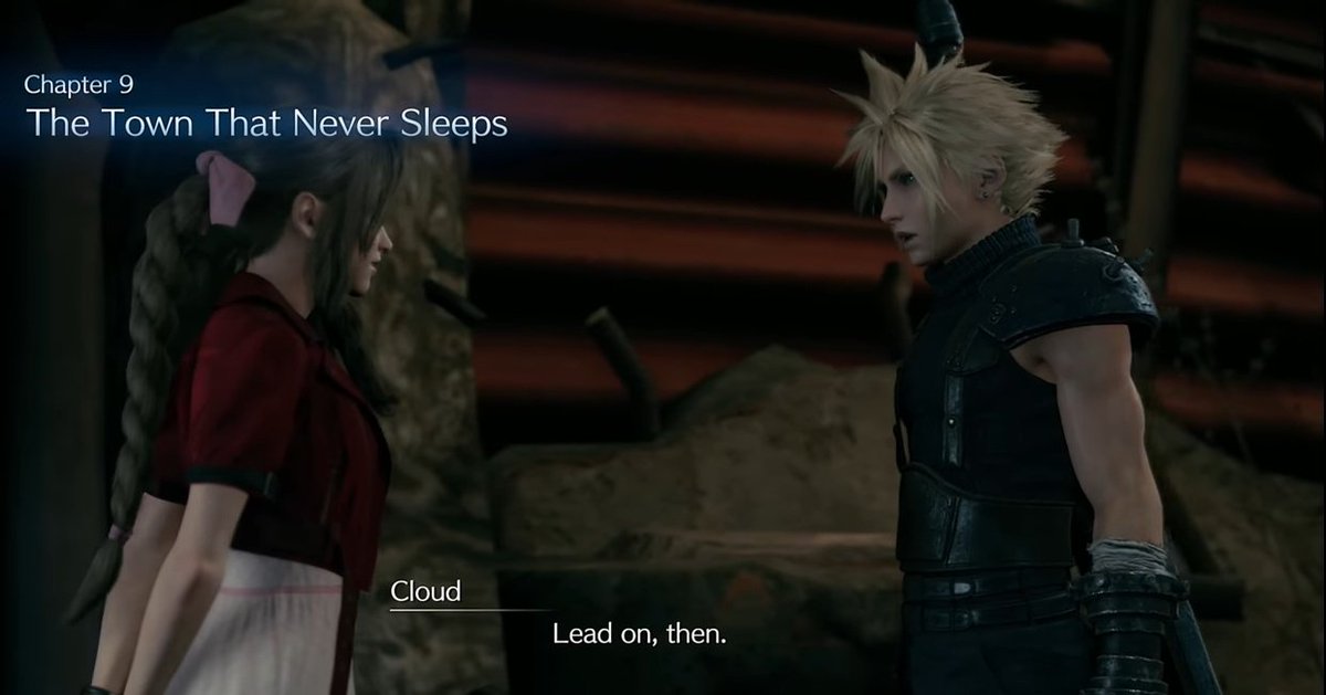 this scene made Cloud realize that Aerith wants to be with him and his smirk on that 4th pic shows that he is pleased or loving it also he broke his promise with Elmyra a while ago that he wont go with Aerith anymore, sorry elmyra but Cloud still has to get that date  #Clerith