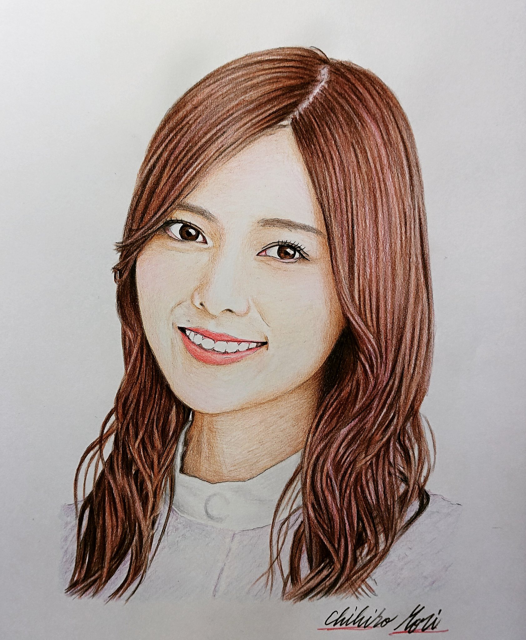 色鉛筆絵　人物像 池田七帆ちゃんを色鉛筆で描いてみた | ゆうこりんの秘密の小